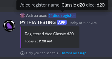 An example of registering a die for yourself.