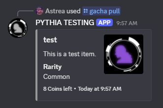 Example of a user drawing an item from the gacha.