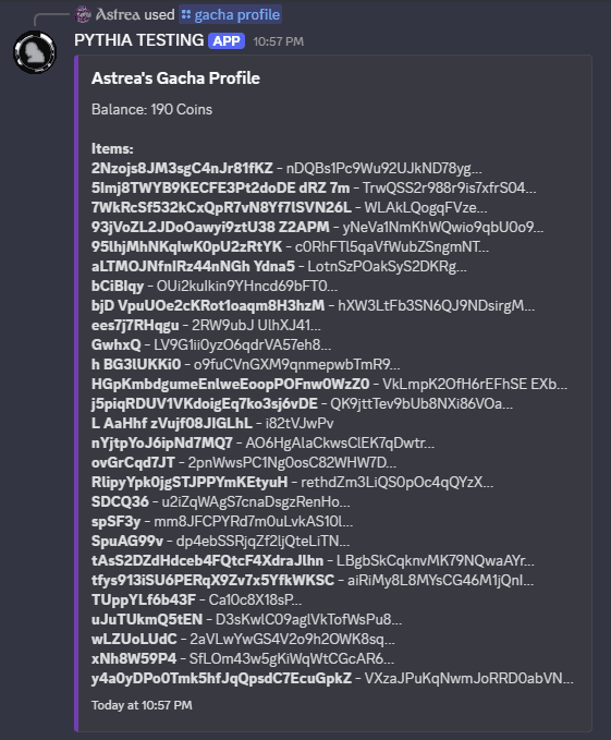 An example of /gacha profile in compact mode.