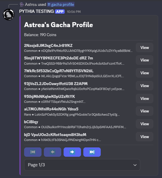 An example of /gacha profile in spacious mode.