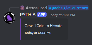 An example of /gacha give-currency.