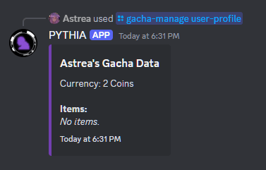 An example of /gacha-manage user-profile.