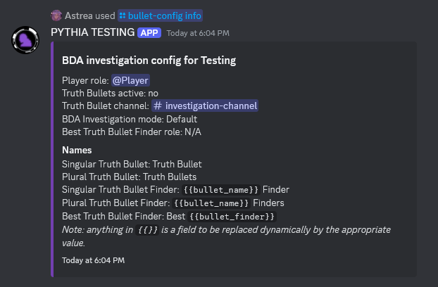 An example of a BDA investigation configuration.