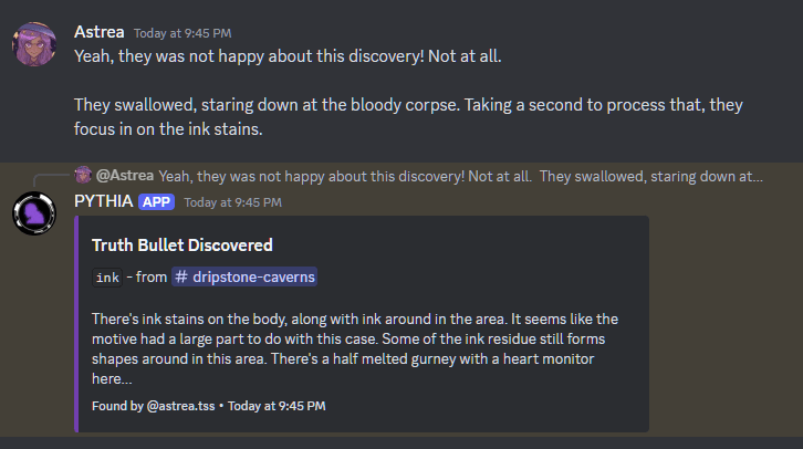 Example of a message triggering a Truth Bullet.