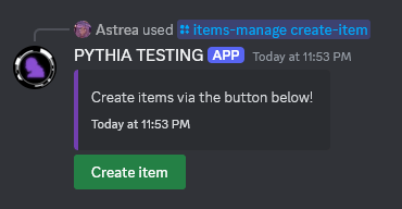 An example of the button for creating items.