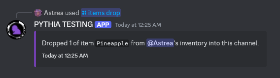 An example of /items drop.