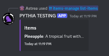 An example of /items-manage list-items.