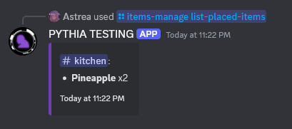 An example of /items-manage list-placed-items.