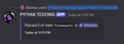 An example of /items-manage place-item-in-channel.