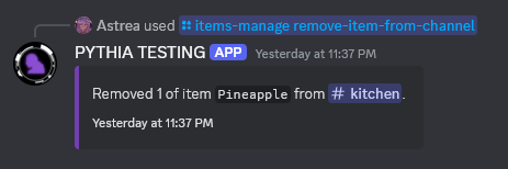 An example of /items-manage remove-item-from-channel.