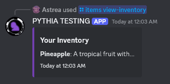 An example of /items view-inventory in compact mode.