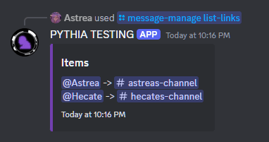An example of /message-manage list-links.