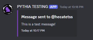 An example of the message that appears in your channel.